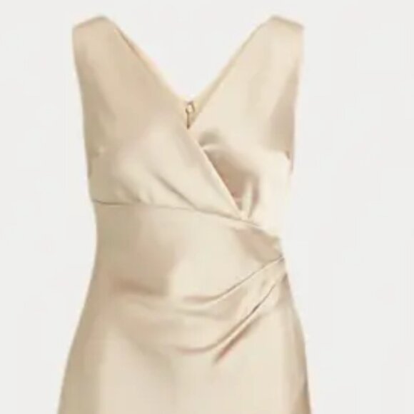 Lauren Ralph Lauren Gold Satin Mid Length Cocktail Evening Party Dress  Size 4 - Picture 2 of 12